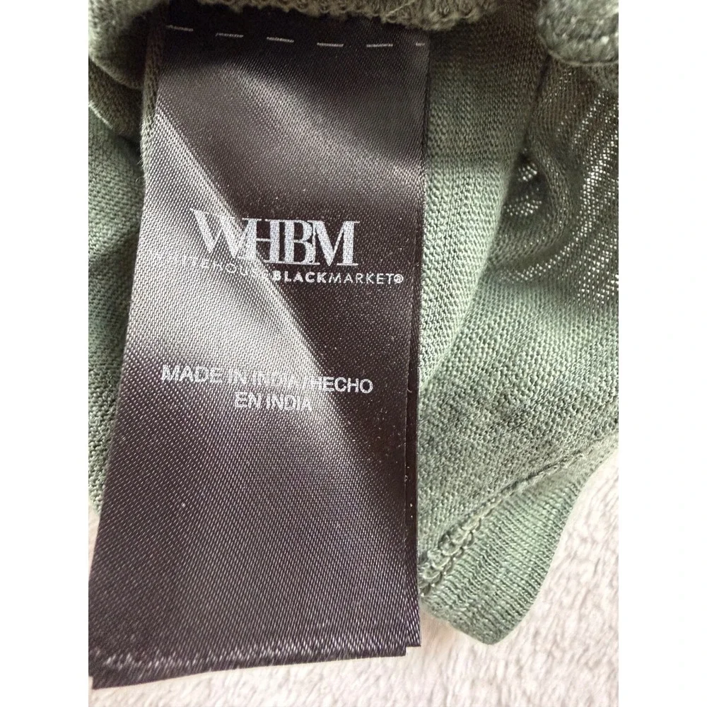 White House Black Market Sage Green Ruffle Cap Sleeve Slub Knit Tee Large